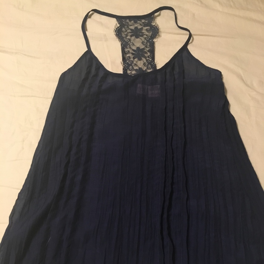 Love on A Hanger Navy Chiffon lace tank